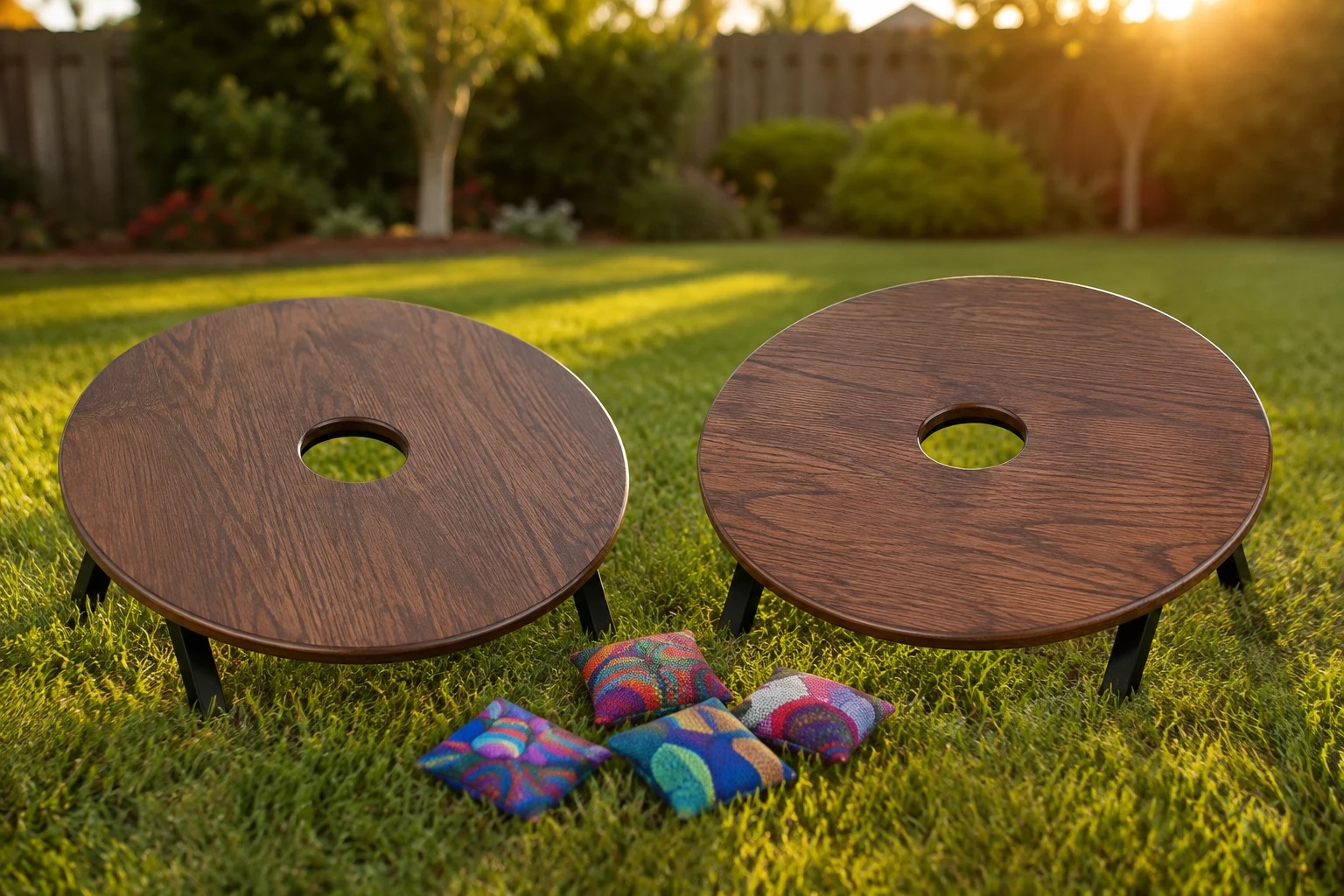 Hacky Hole classic walnut set on a lawn